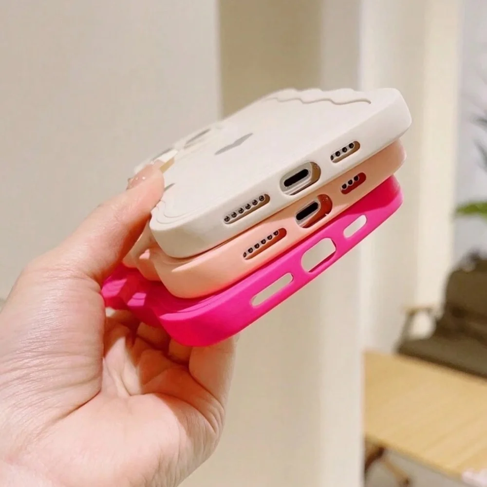 Set of 3 Soft Silicone Cases for iPhone 16 Pro Max Pink Peach and White